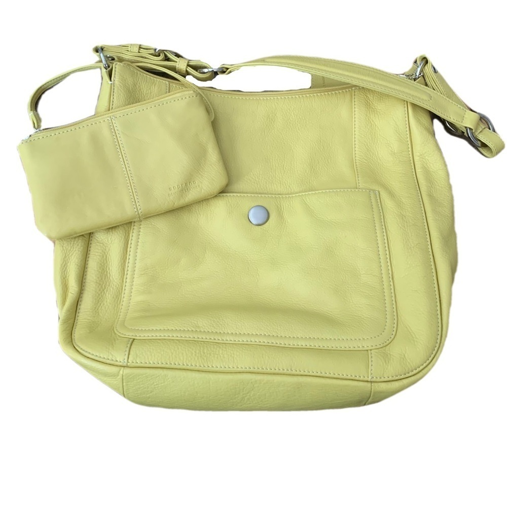 Vintage Soprano Genuine Leather Yellow Handbag with Pouch